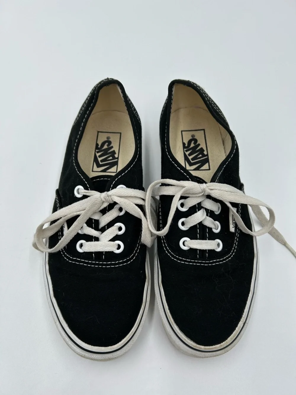 Unisex Vans Black and White Canvas Low-Top Sneakers 6.5